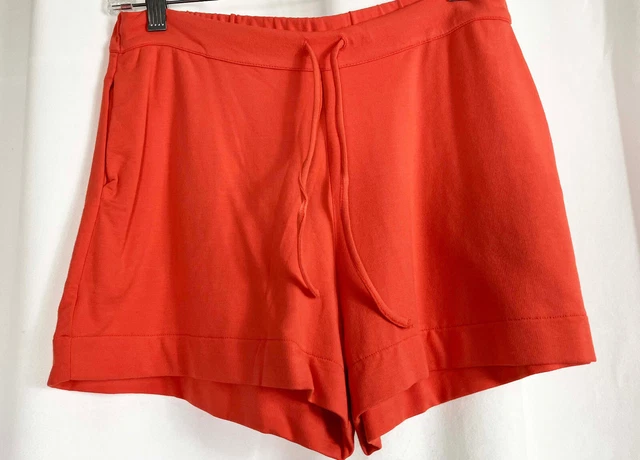 NWT M Majestic Filatures Paris Saks Fifth Ave Drawstring Short Orange Pockets