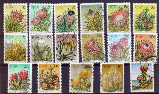 South Africa 1977 Definitives Proteas and Succulents Set of 17 Used #SA02