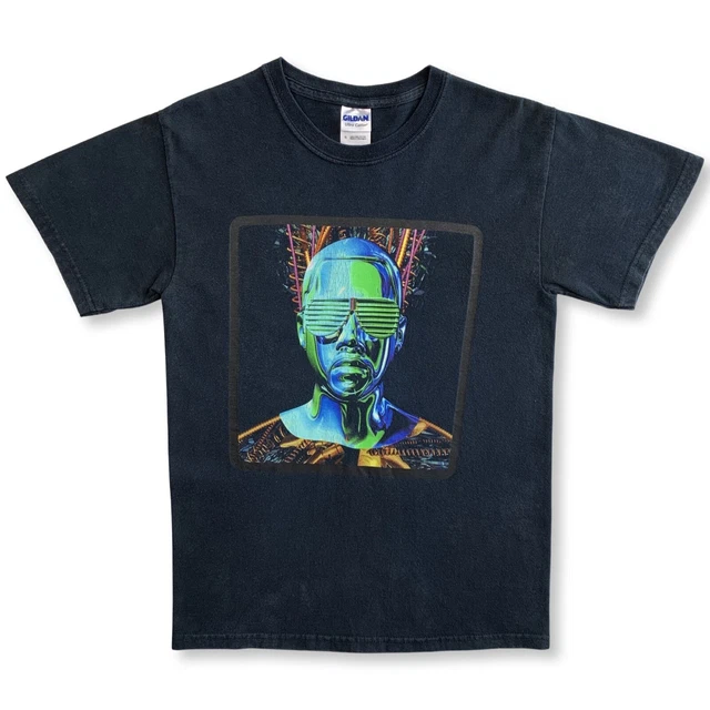 Kanye West Glow In The Dark Tour Black T-Shirt 00s 2008 Hip Hop Rap Tee Rare S