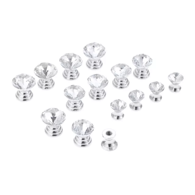 5Pcs Crystal Diamond Round Cabinet Glass Cupboard Door Knobs Drawer Pull Handle