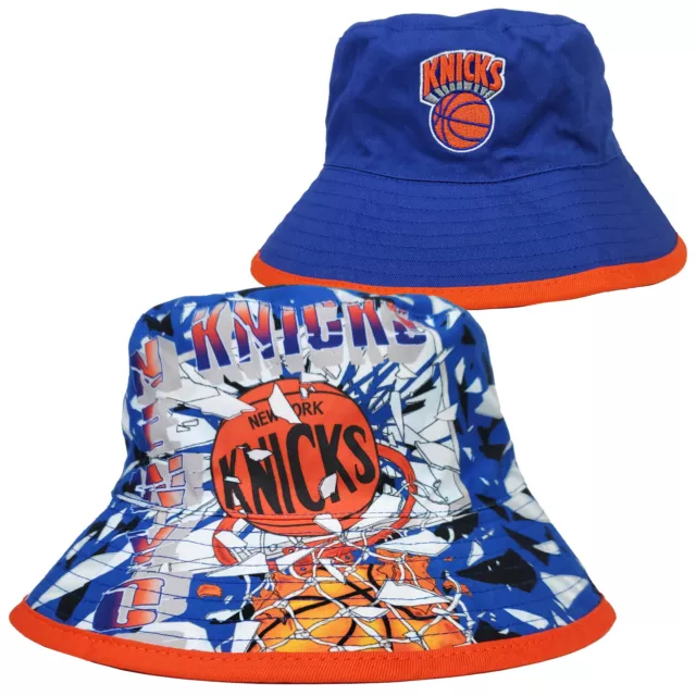 NY Knicks Mitchell & Ness NBA Reversible Bucket Hat Medium-Large Blue Cap New