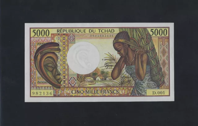 Chad 5000 Francs 1984 - 1991 P-11 Unc Tchad French West Africa Equatorial