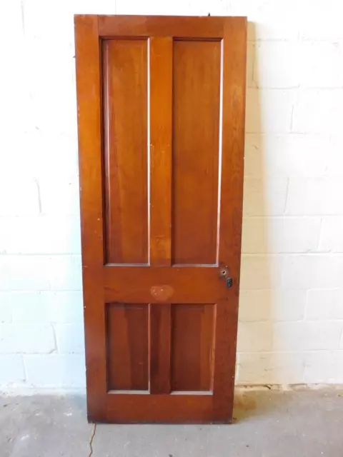 1800's Antique INTERIOR DOOR Four Raised Panels VICTORIAN Style Fir ORNATE