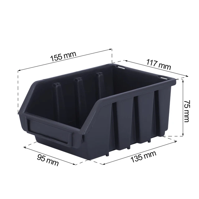 ECOBOX Stapelbox Schwarz – Sichtlagerkasten 35x22x16,5 Cm | Aus Robustem PP Für Werkstatt & Lager