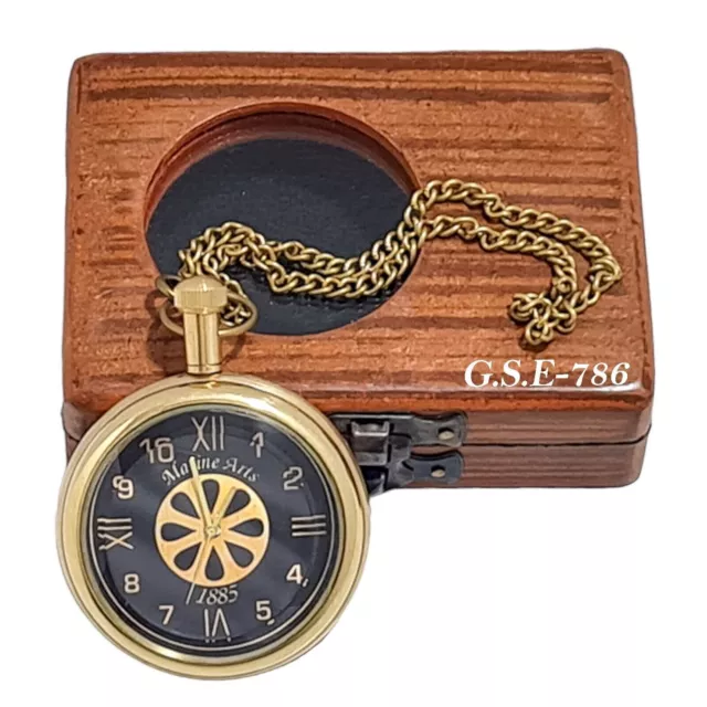 Reloj de bolsillo antiguo de latón vintage estilo Victoria London con caja...