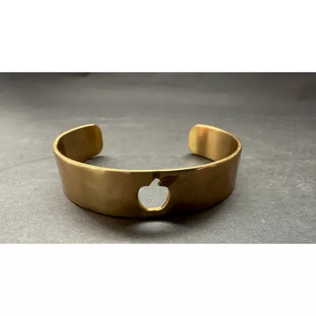 Rustic Cuff Bracelet Goldtone Open Cuff APPLE OF MY EYE