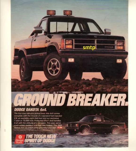 1989 Dodge Dakota   4X4 pickup Ad - The Tough New Spirit of Dodge