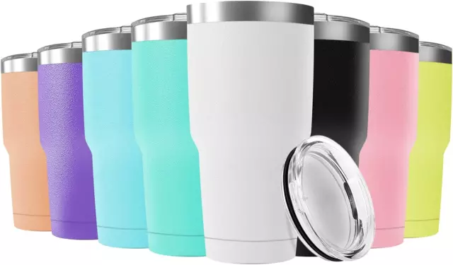 30Oz Stainless Steel Travel Mug with Lid, 8 Pack Double Wall Vacuum Insulated Bu