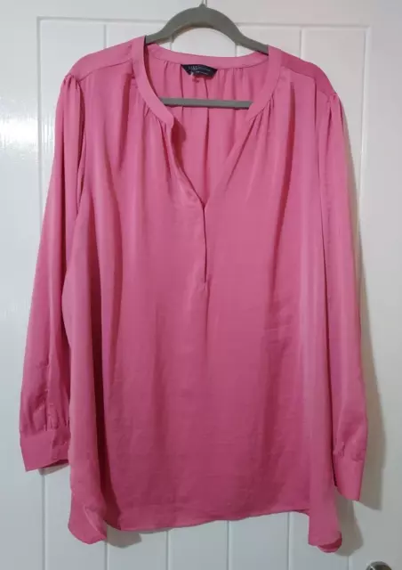 Ladies Marks And Spencer Candy Pink Silky Pullover Blouse Top Size 24