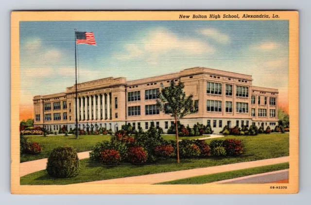 Alexandria LA-Louisiana, New Bolton High School, Antique Vintage Postcard