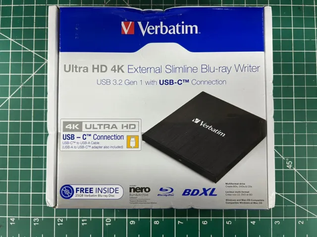 Verbatim Ultra HD 4K External Slimline Blu-ray Writer BRAND NEW