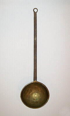 Old Antique Vtg 19th C 1800s Hand Wrought Iron and Brass Open Hearth Deep Dipper