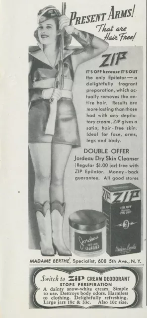 1941 Zip Cream Deodorant Color Guard Rifle Present Arms Vintage Print Ad LHJ3