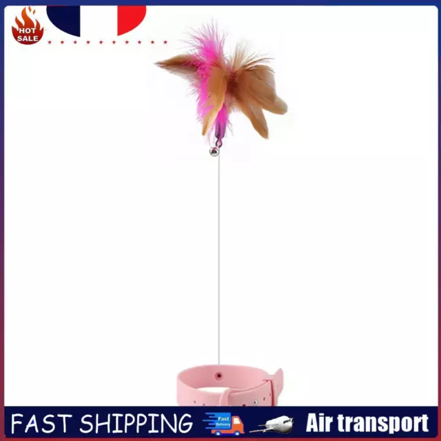 Silicone Cat Stick Training Toy Kitten Feather Teaser Collar Pet Supplies (Pink)