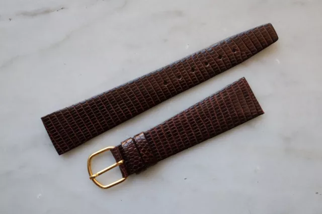 Uhrenarmband IN Real Eidechse Schlank NOS Jahre 80 Brown Abmessung 19/14