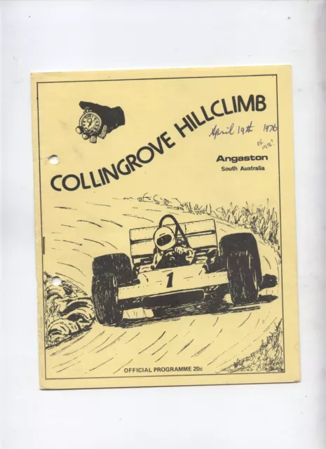 1976 Collingrove Hill Climb Programme Production Touring Racing Sports