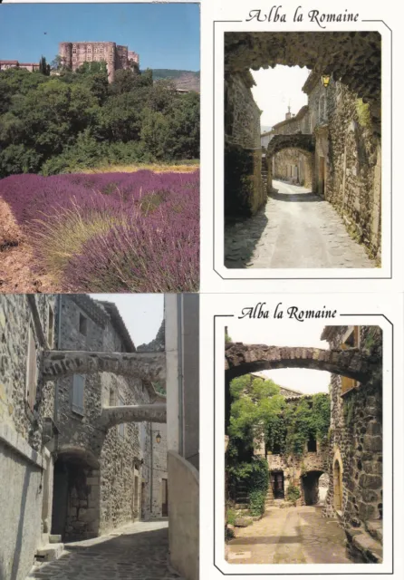 Lot de 4 cartes postales postcards 10X15cm ALBA LA ROMAINE ARDECHE