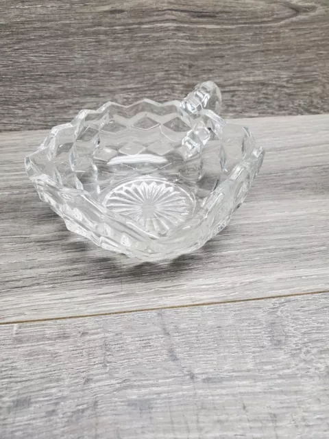 VTG Fostoria American Pattern Crystal Square Handled Bowl