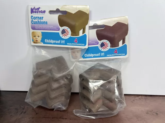 KidKusion Corner Cushions Brown Two 4-Packs Kids Toddlers Corner Protectors NEW