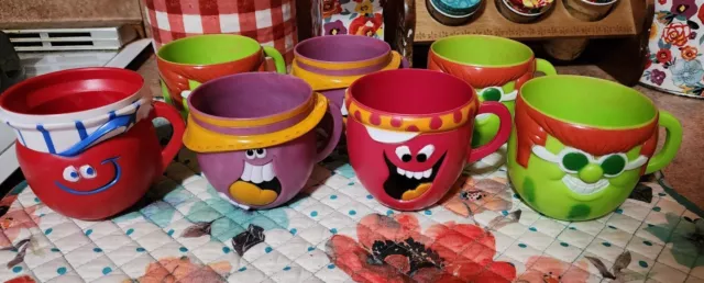 7 Vtg Anthropomorpic Pillsbury Kool Aid FUNNY FACE Plastic Cups Mugs Promo Items