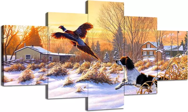 Dog Hunting Wall Art Brittany Spaniel Wall Decor Pheasant Hunting Picture Canvas 2