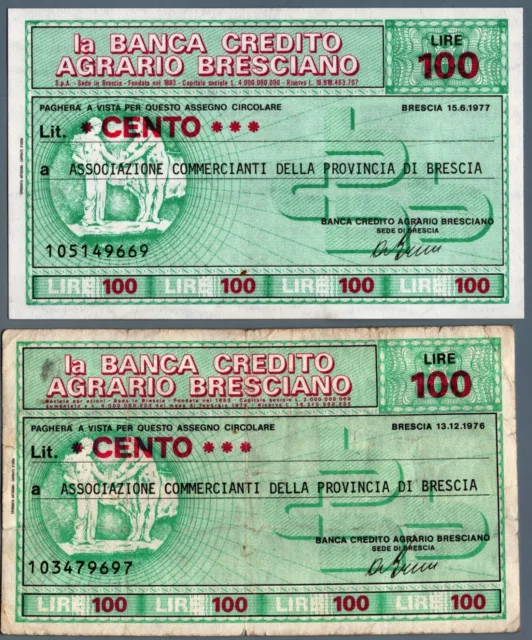 VL0148 Miniassegni: Banca di Credito Agrario Bresciano 1977/77 BB