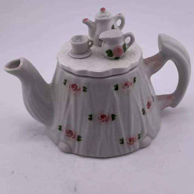 Beautiful Unique Small Teapot-Andrea by Sadek-Teapot, Creamer & Cup & Saucer Lid