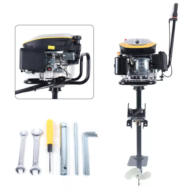 4-Stroke 9 HP Outboard Motor Boat Engine Heavy Duty Outboard Engine, Air Cooling