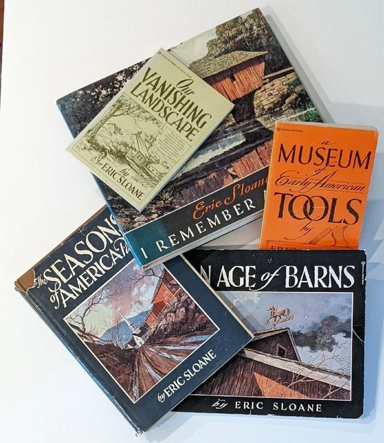 Lot of 5 Eric Sloane America Books BARNS LANDSCAPE TOOLS SEASONS PAST REMEMBER
