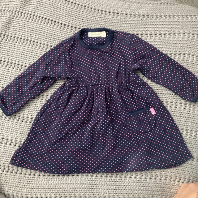 jojo maman bebe navy blue pink spotty dress age 6-12 months girls