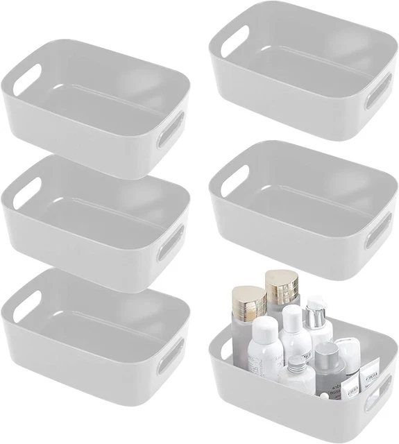 4 Cestini Portaoggetti In Plastica - Organizer Per Bagno E Cucina - Bianco - Foto 7