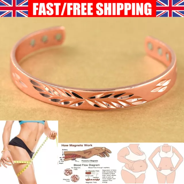 Ladies Copper Magnetic Bracelet Carpal Tunnel Bangle Arthritis Pain Relief Uk