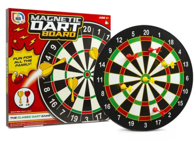 16" Magnetic Dart Board with 6 Darts Set Safe Game Kids Indoor Outdoor Xmas Gift