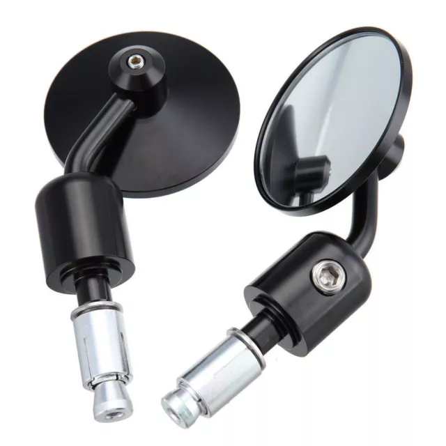 BLACK MOTORCYCLE CNC CONVEX BAR END MIRRORS for CAFE RACER CLUBMAN BOBBER BUELL