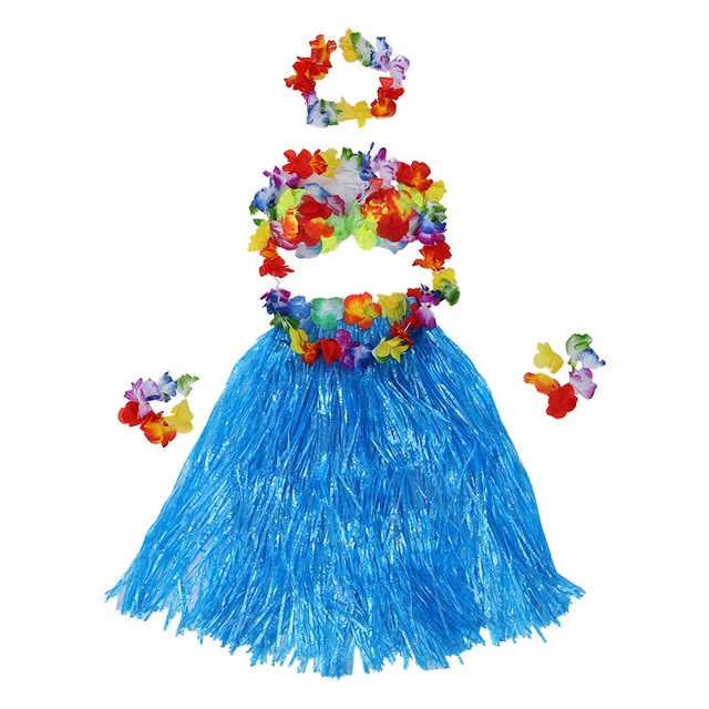 6 gonna hawaiana hula erba ghirlanda di fiori lei bracciale costoso - blu J1O5