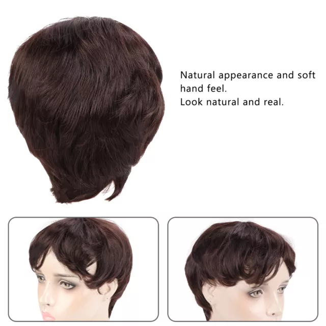 Men's Wig Short Dark Brown Full Hair Replacement European American IDS