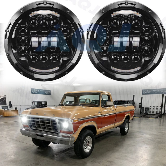 7" Inch LED Headlight Black Hi/Lo Beam For Ford Mustang 1965-1978 F100 F250 F350