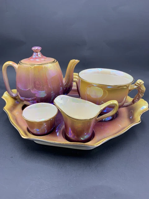 Vtg Porcelain Royal Winton Grimwades Breakfast Set for One Iridescent Lusterware