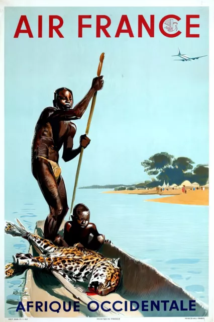 Publicité réédition AIR FRANCE Afrique Occidentale - années 50 Affiche / Panneau