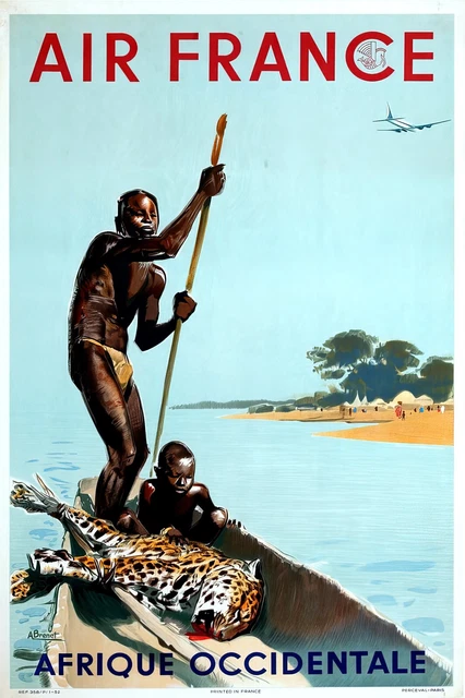 Publicité réédition AIR FRANCE Afrique Occidentale - années 50 Affiche / Panneau