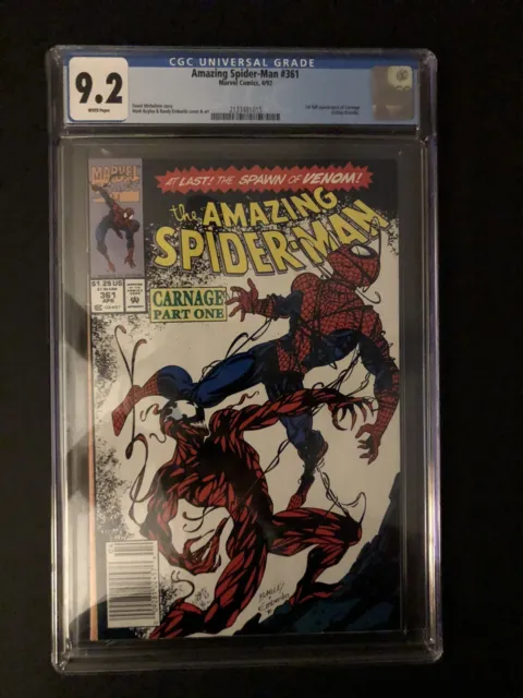 Amazing Spider-Man #361 CGC 9.2 Newsstand Edition 1st Full Appearance of Carnage