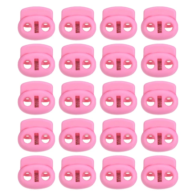 Paquete de 100 cerraduras de cable de 0,7x0,8" resorte de doble orificio velcro rosa