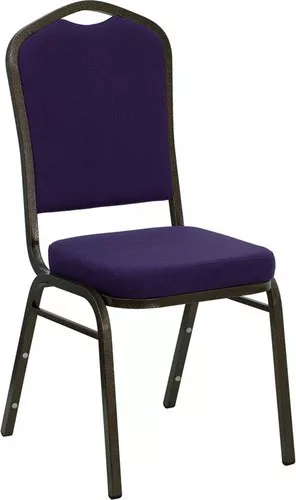 10 PACK Banquet Chair Purple Fabric Restaurant Chair Crown Back Stacking Chair