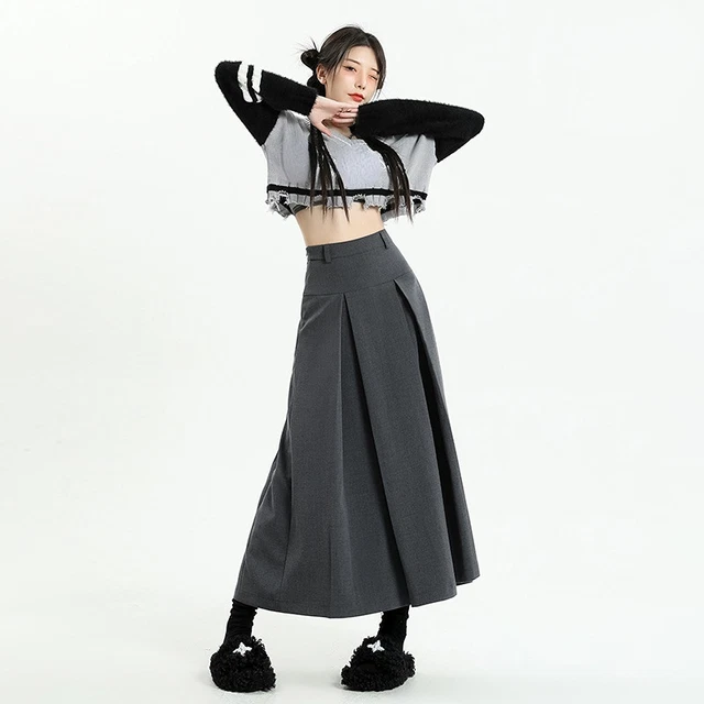 Gonna Lunga Midi Vintage Retrò Da Donna Solido Elegante Gonne A Va Alta A Line Gonne Altalena Anni '50 - Foto 6