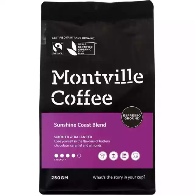 MONTVILLE COFFEE Coffee Ground (Espresso) Sunshine Coast Blend 250g