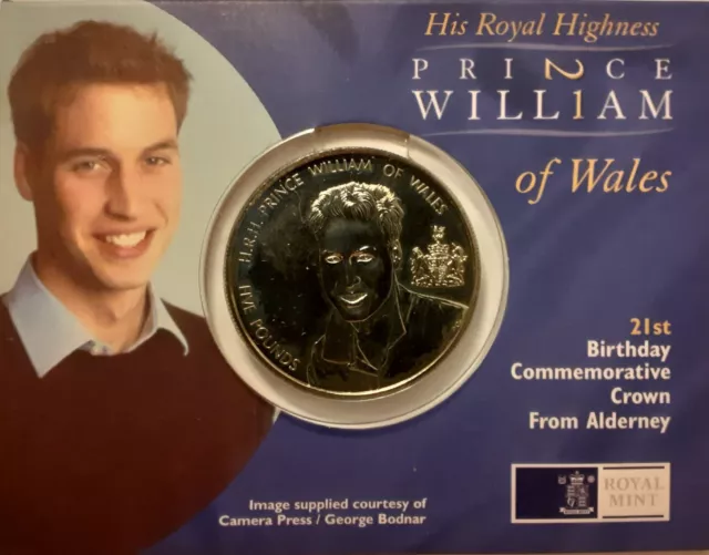 Very Rare Free, 2003 Prince Williams 21St Birthday Uncirculated £5 Coin