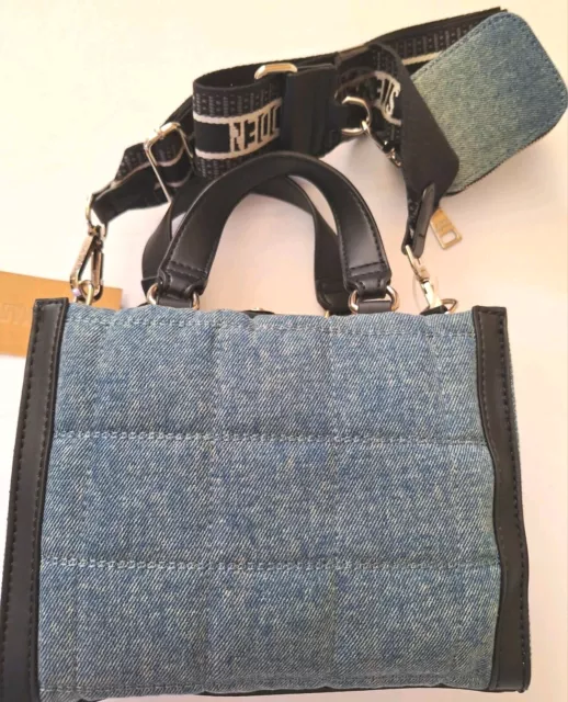 Steve Madden Mini Blivona, Tote Bag.  2 TONE DENIM.  Top Handle Crossbody Strap. 2