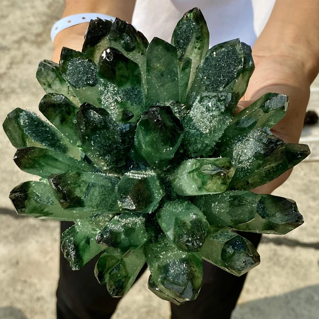 4.6LB New Find Green Phantom Quartz Crystal Cluster Mineral Specimen Healing 3