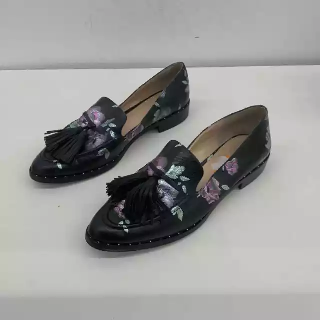 Vince Camuto Black Leather Loafer Flats Women's Size 9 Preowned
