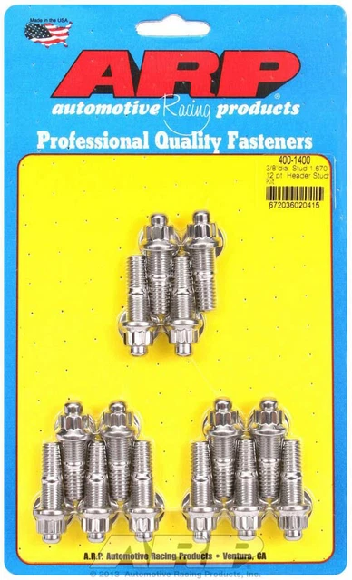 Arp Header Stud 1.670 In 12 Point Nuts Polished Sbc 14 Pc P/N 400-1400